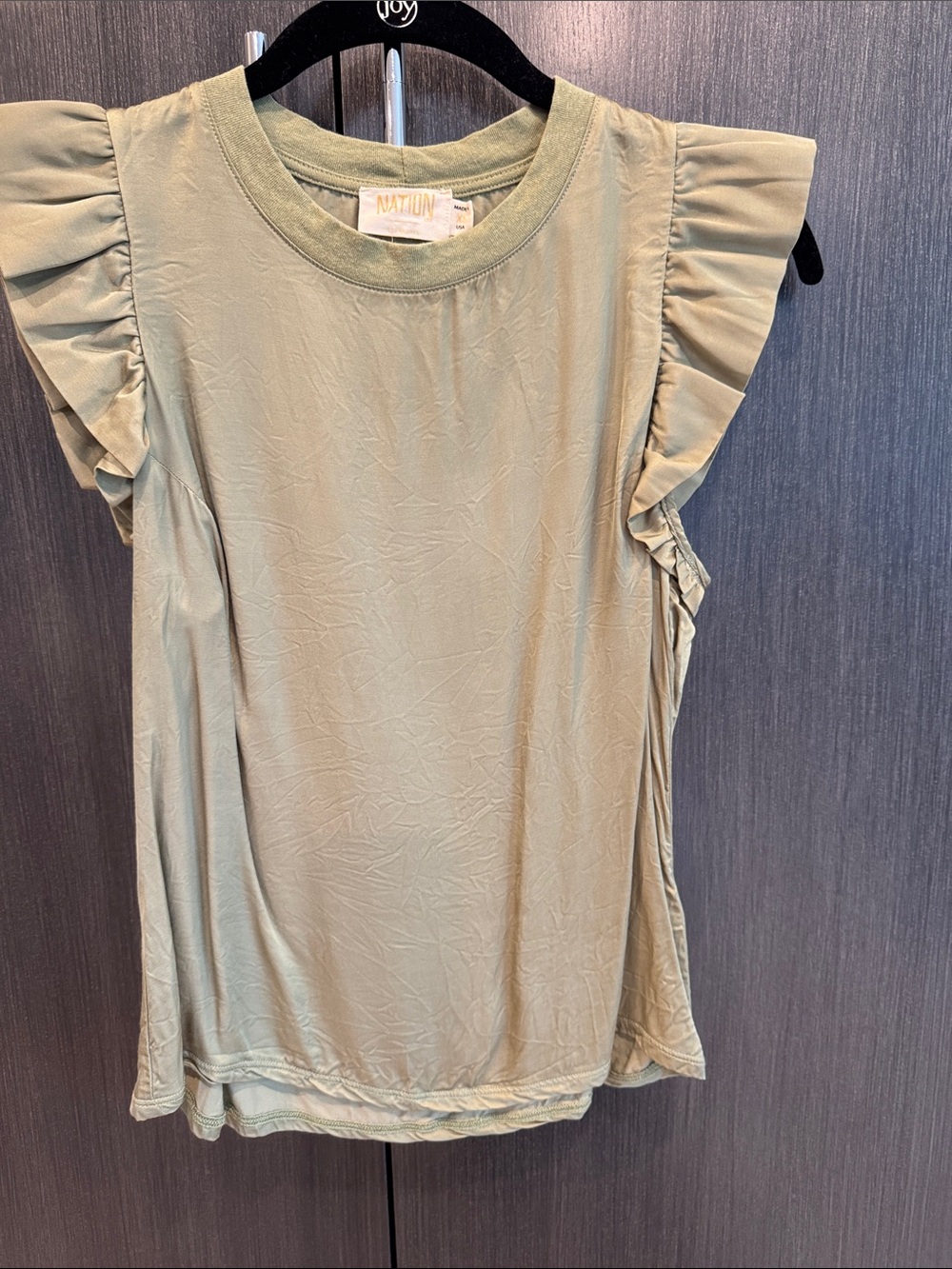 Nation LTD Sage Green Ruffle Sleeve Tunic Top